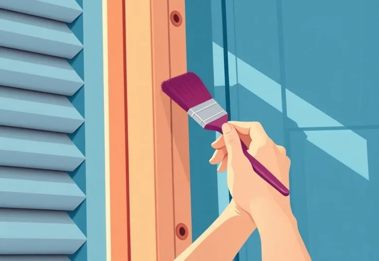 Mise en peinture au pinceau de volets et d'encadrements en bois